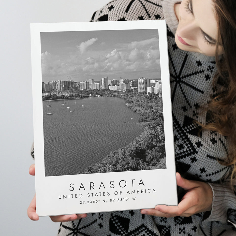 Sarasota Usa Black And White Art Canvas Prints Wall Art Home Decor