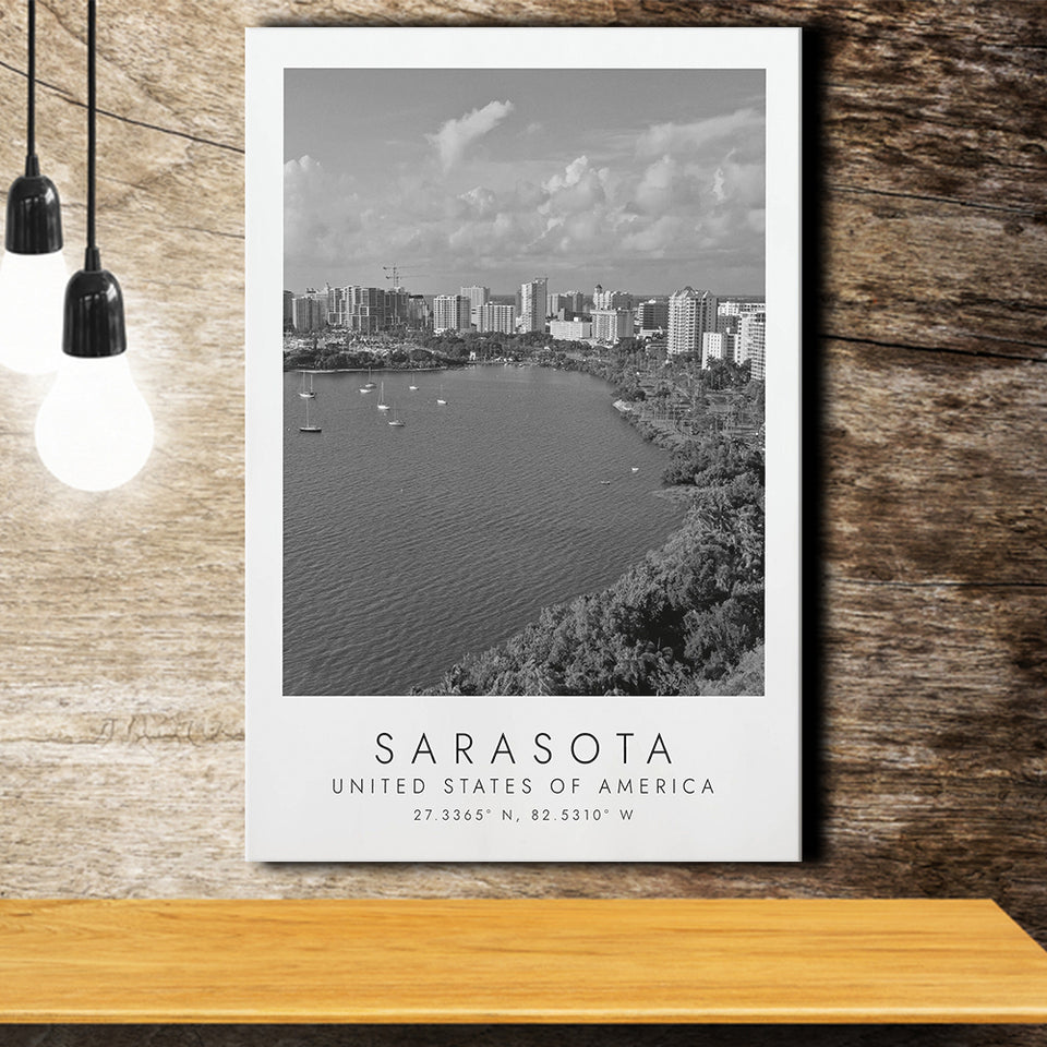 Sarasota Usa Black And White Art Canvas Prints Wall Art Home Decor