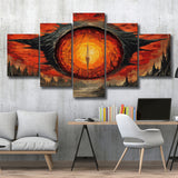Sauron'S Eye Wall Art, Evil Eye Painting Art, 5 Panel Canvas Prints Wall Art,Mixed Canvas, Large Canvas