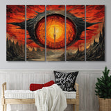 Sauron'S Eye Wall Art, Evil Eye Painting Art, 5 Panel B Canvas Prints Wall Art, Extra Large Canvas Decor