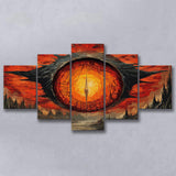 Sauron'S Eye Wall Art, Evil Eye Painting Art, 5 Panel Canvas Prints Wall Art,Mixed Canvas, Large Canvas