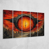 Sauron'S Eye Wall Art, Evil Eye Painting Art, 5 Panel B Canvas Prints Wall Art, Extra Large Canvas Decor