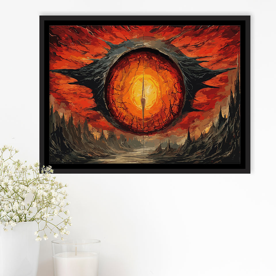 Sauron'S Eye Wall Art, Evil Eye Painting Art Framed Canvas Prints Wall Art, Floating Frame, Large Canvas Home Decor