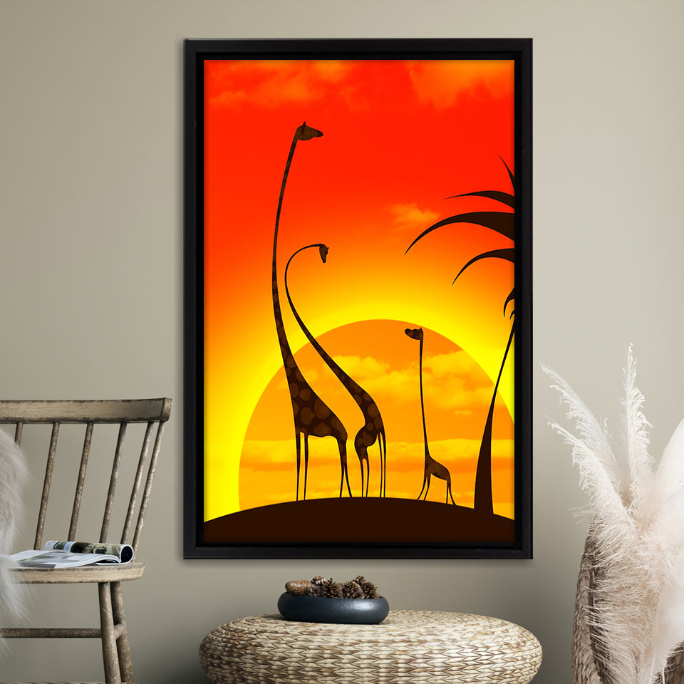 Savanna Africa Sunset Background Framed Canvas Prints Wall Art - Paint ...
