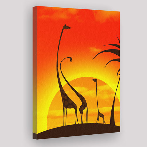 Savanna Africa Sunset Background Canvas Prints Wall Art - Painting Canvas, African Art, Home Wall Decor, Painting Prints, For Sale