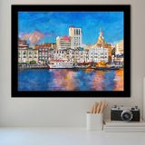 Savannah Georgia Usa Riverfront Skyline City Art Watercolor Framed Art Prints Wall Art Decor,Framed Picture