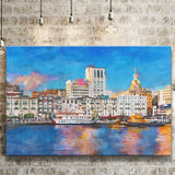 Savannah Georgia Usa Riverfront Skyline City Art Watercolor Canvas Prints Wall Art Home Decor, Large Canvas