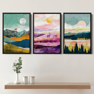 Scenic Landscape Set of 3 Piece Framed Canvas Prints Wall Art Decor
