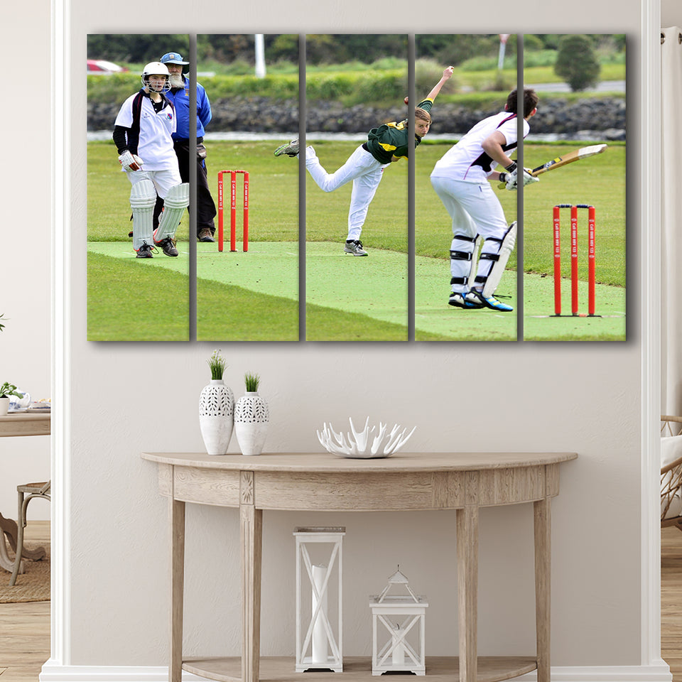 School Runs Cricket, Stadium Canvas, Sport Art, Gift for him, Multi Panels B, Canvas Prints Wall Art Decor
