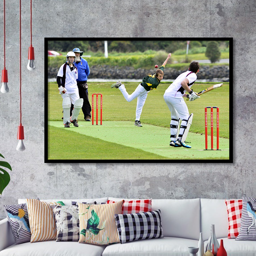 School Runs Cricket, Stadium Canvas, Sport Art, Gift for him, Framed Art Prints Wall Art Decor, Framed Picture