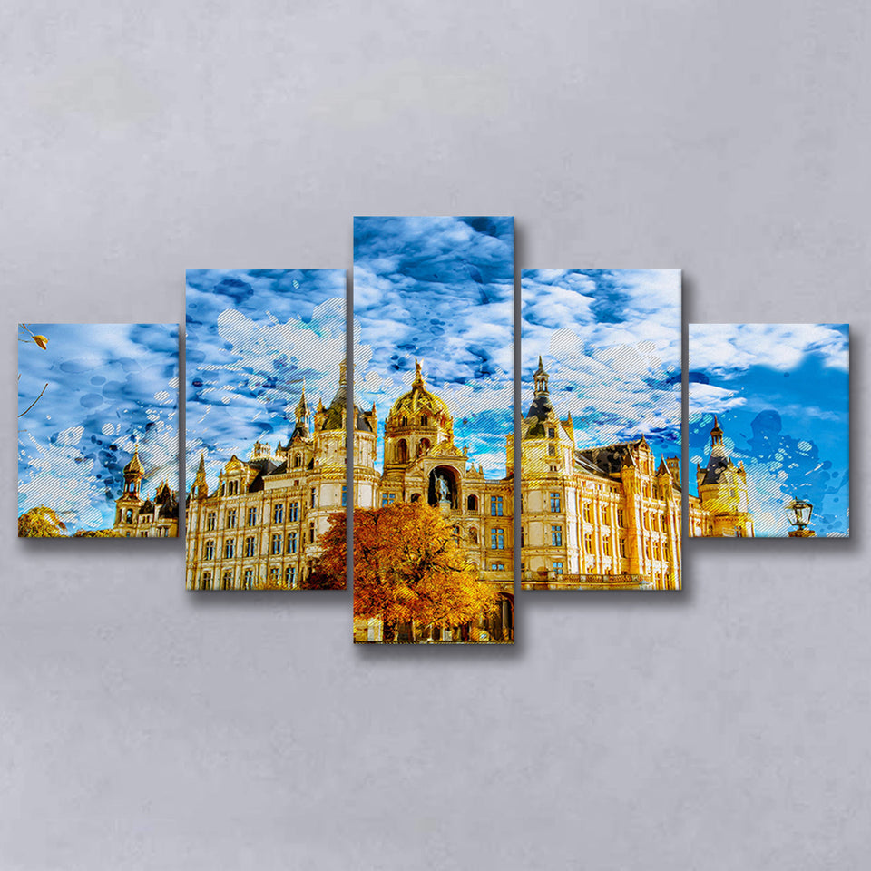 Schwerin Castle Painting 5 Pieces Canvas Prints Wall Art Decor - Painting Canvas, Mixed Canvas, Multi Panels
