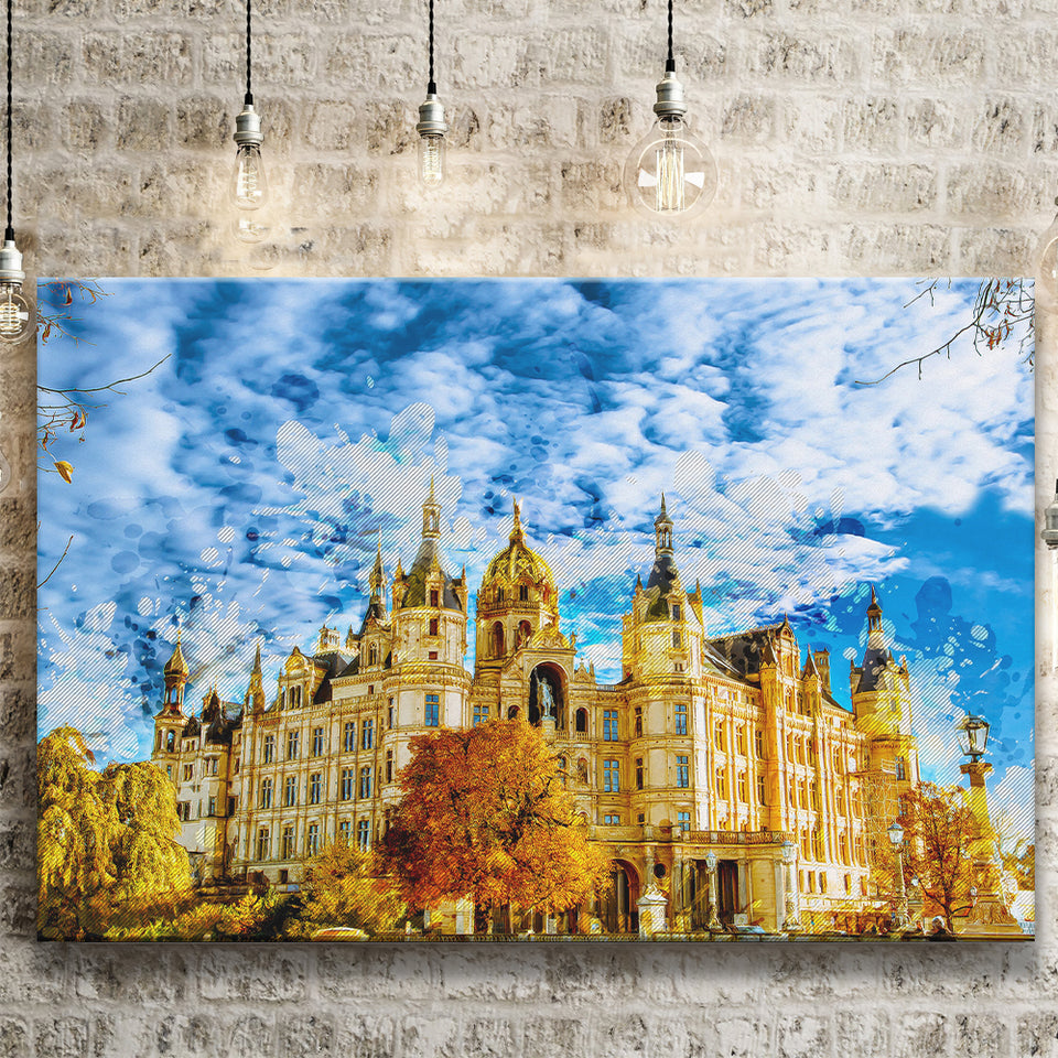 Schwerin Castle Painting Canvas Prints Wall Art Decor - Painting Canvas, Art Print, Home Decor, Ready to Hang