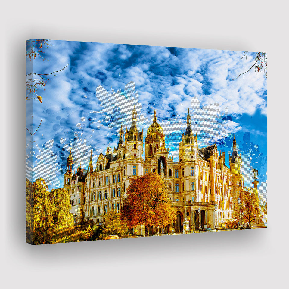 Schwerin Castle Painting Canvas Prints Wall Art Decor - Painting Canvas, Art Print, Home Decor, Ready to Hang