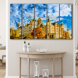 Schwerin Castle Painting 5 Piece B Canvas Prints Wall Art Decor, Multi Panels,Large Canvas, Home Decor