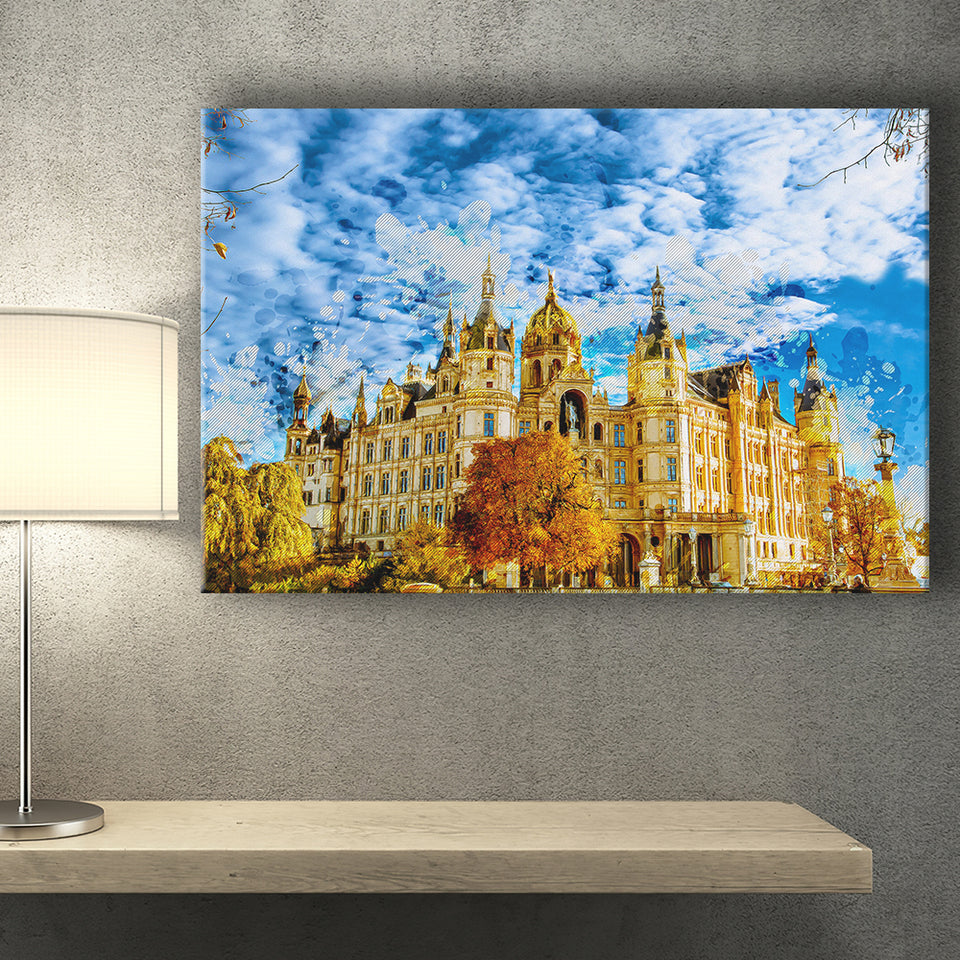 Schwerin Castle Painting Canvas Prints Wall Art Decor - Painting Canvas, Art Print, Home Decor, Ready to Hang