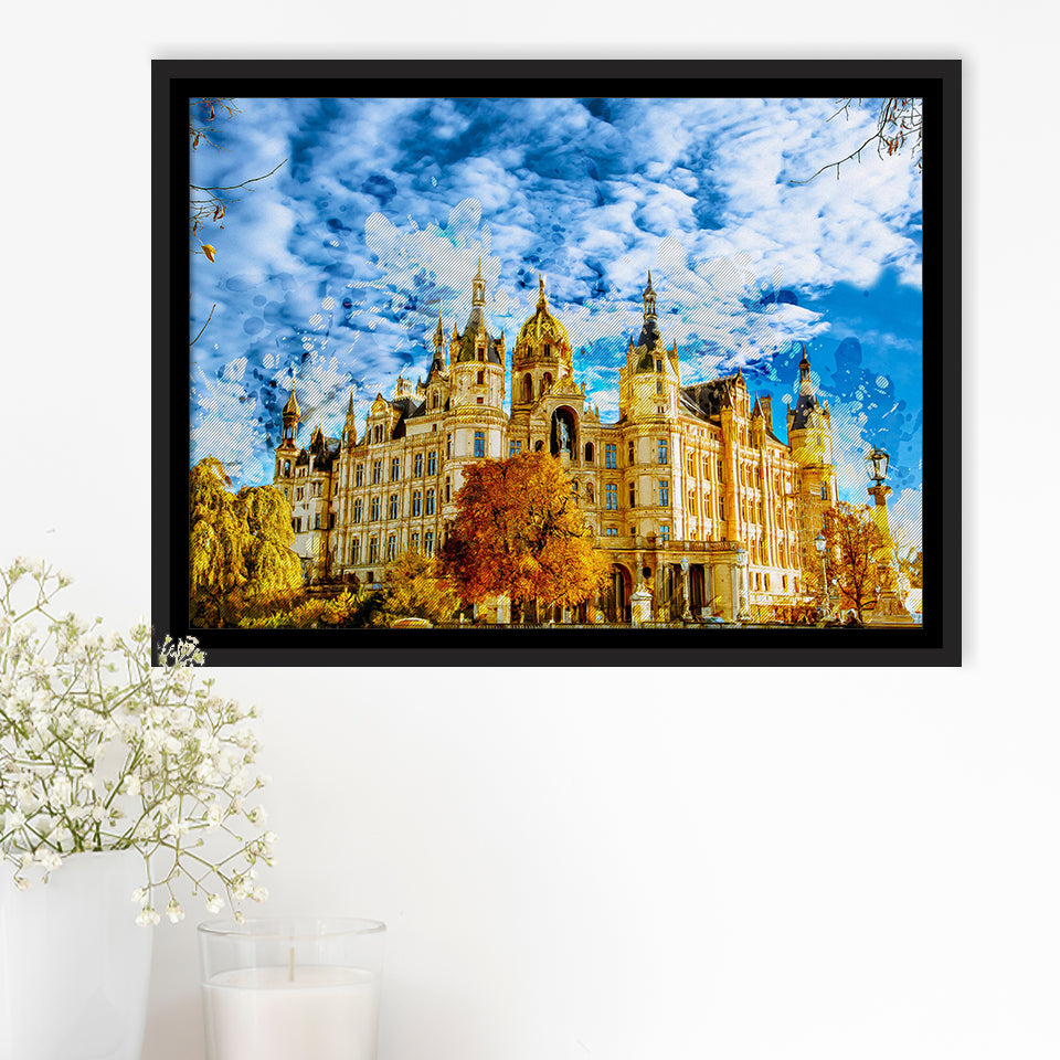 Schwerin Castle Painting Framed Canvas Prints Wall Art Decor - Painting Canvas, Framed Picture, Home Decor