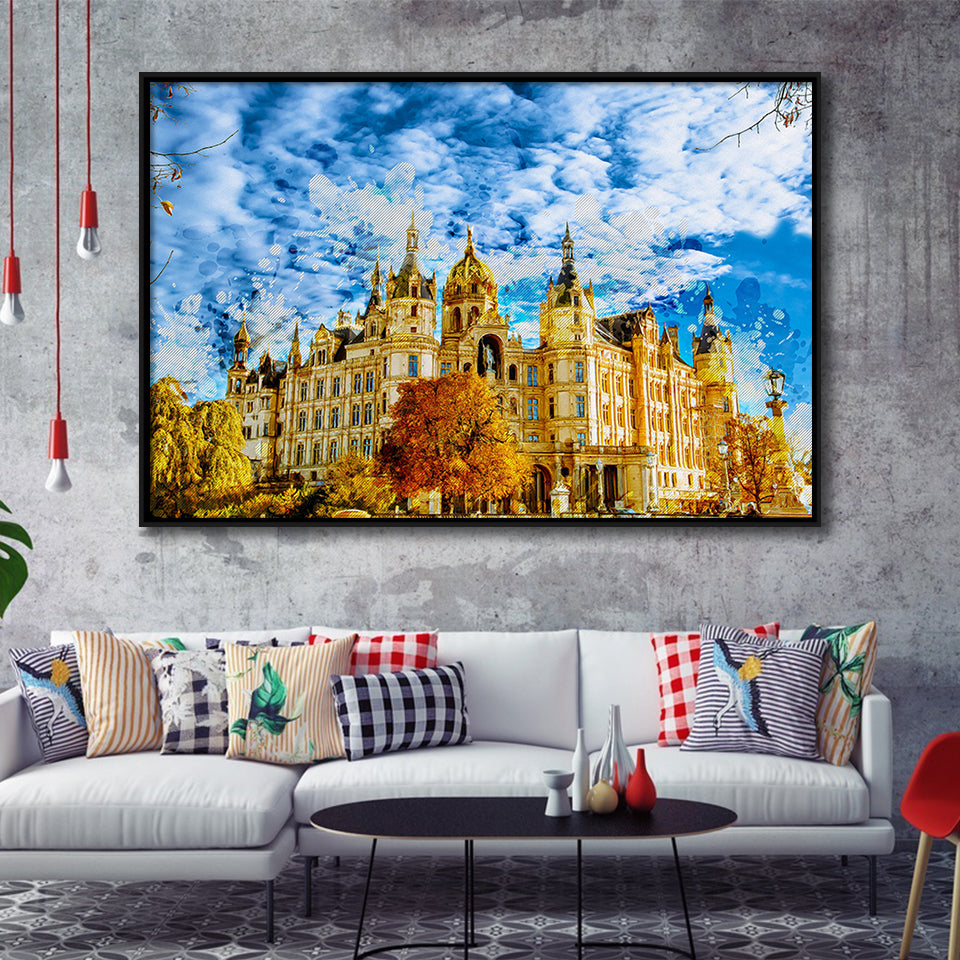 Schwerin Castle Painting Framed Canvas Prints Wall Art Decor - Painting Canvas, Framed Picture, Home Decor