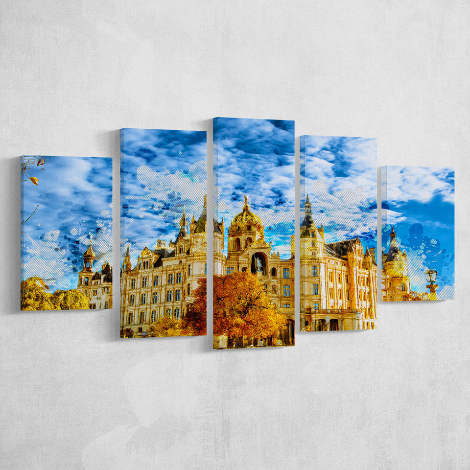 Schwerin Castle Painting 5 Pieces Canvas Prints Wall Art Decor - Painting Canvas, Mixed Canvas, Multi Panels