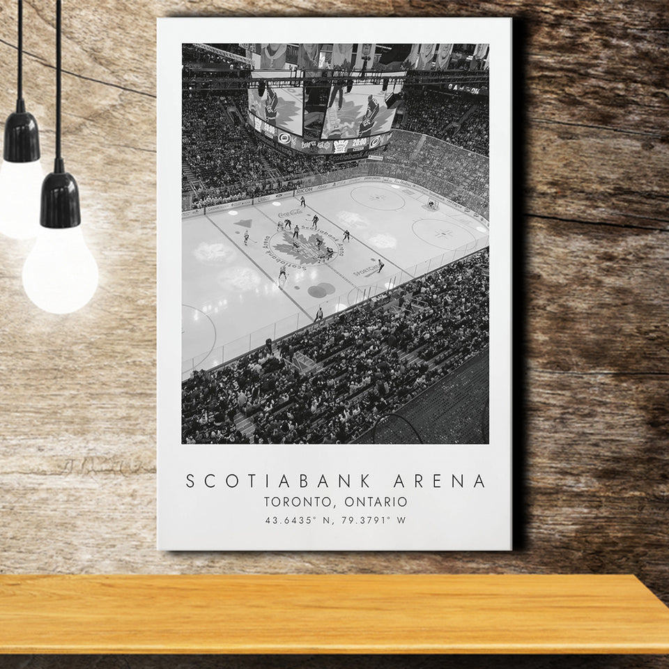 Scotiabank Arena Toronto Maple Leafs Ice Hockey Lovers Black And White Art Canvas Prints Wall Art Home Decor