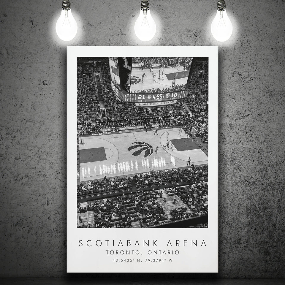 Scotiabank Arena Toronto Raptors Basketball Lovers Black And White Art Coordinates Print Canvas Prints Wall Art Home Decor