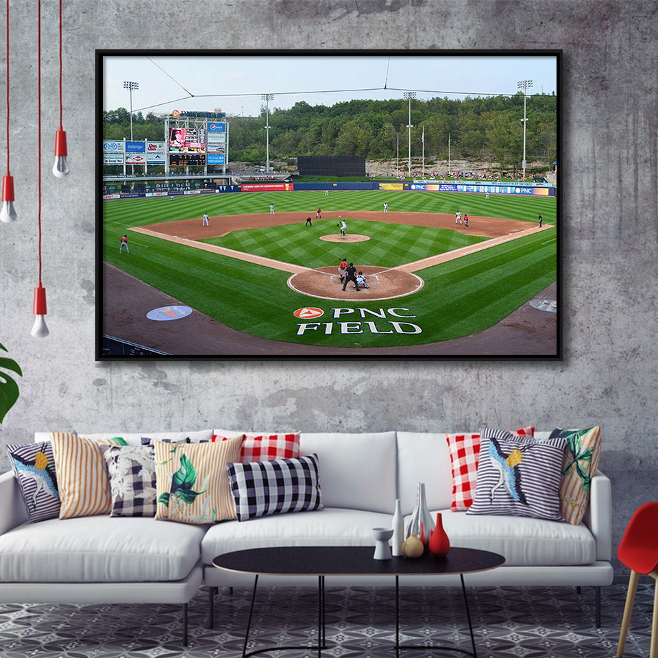 Scranton Wilkes Stadium Framed Canvas Prints Barre RailRiders Wall Art PNC,Sport Stadium Art Prints, Fan Gift