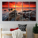 Sea Coast Sunset 5 Piece B Canvas Prints Wall Art Decor, Multi Panels,Large Canvas, Home Decor