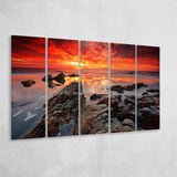 Sea Coast Sunset 5 Piece B Canvas Prints Wall Art Decor, Multi Panels,Large Canvas, Home Decor