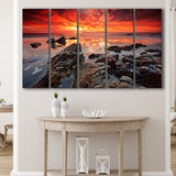 Sea Coast Sunset 5 Piece B Canvas Prints Wall Art Decor, Multi Panels,Large Canvas, Home Decor