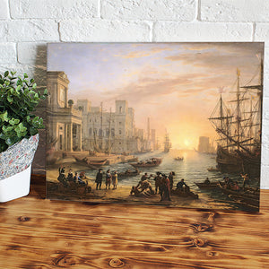 Sea Port At Sunset 1639 Canvas Wall Art - Canvas Prints, Prints For Sale, Painting Canvas