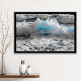 Sea Waves, Abstract Ocean Canvas Art Framed Canvas Prints Wall Art Decor, Black Floating Frame