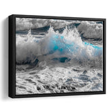 Sea Waves, Abstract Ocean Canvas Art Framed Canvas Prints Wall Art Decor, Black Floating Frame