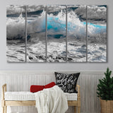 Sea Waves, Abstract Ocean Canvas Art 5 Panels B,Large Canvas,Canvas Prints Wall Art Home Decor