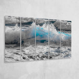 Sea Waves, Abstract Ocean Canvas Art 5 Panels B,Large Canvas,Canvas Prints Wall Art Home Decor