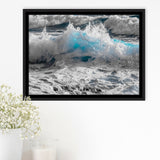 Sea Waves, Abstract Ocean Canvas Art Framed Canvas Prints Wall Art Decor, Black Floating Frame