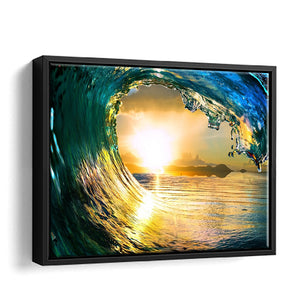 Sea And Sun Waves Framed Canvas Wall Art - Canvas Prints, Prints For Sale, Painting Canvas,Framed Prints
