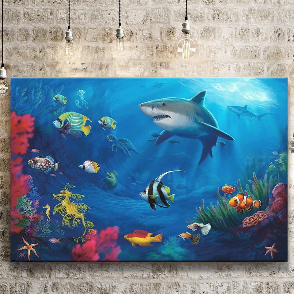 Sea Creatures Under Sea Water Canvas Prints Wall Art - Painting Canvas –  UnixCanvas