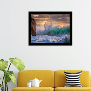 Sea Ocean Storm Element Water Foam Rock Clouds Sunset Framed Art Prints - Framed Prints, Prints For Sale, Painting Prints