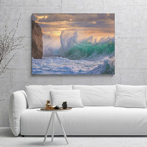 Sea Ocean Storm Element Water Foam Rock Clouds Sunset Canvas Wall Art - Canvas Prints, Prints For Sale, Painting Canvas