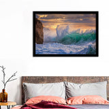 Sea Ocean Storm Element Water Foam Rock Clouds Sunset Framed Art Prints - Framed Prints, Prints For Sale, Painting Prints