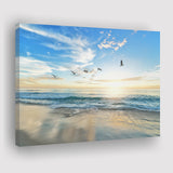 Seagulls On Beach Canvas Prints Wall Art - Painting Canvas, Art Prints, Wall Decor, Home Decor, Prints for Sale