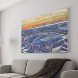 Seahawks Football Stadium Lumen Field Watercolor, Sport Art Prints Fan Gift, Canvas Prints Wall Art Decor