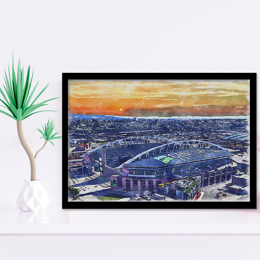 Seahawks Football Stadium Lumen Field Watercolor, Sport Prints Fan Gift, Framed Art Prints Wall Art Decor