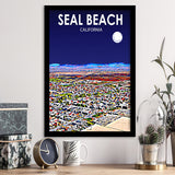 Seal Beach CA Art V1, City Art Print, Framed Art Print Wall Art Home Decor, Framed Picture