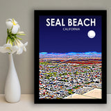 Seal Beach CA Art V1, City Art Print, Framed Art Print Wall Art Home Decor, Framed Picture