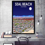 Seal Beach CA Art V1, City Art Print, Framed Art Print Wall Art Home Decor, Framed Picture