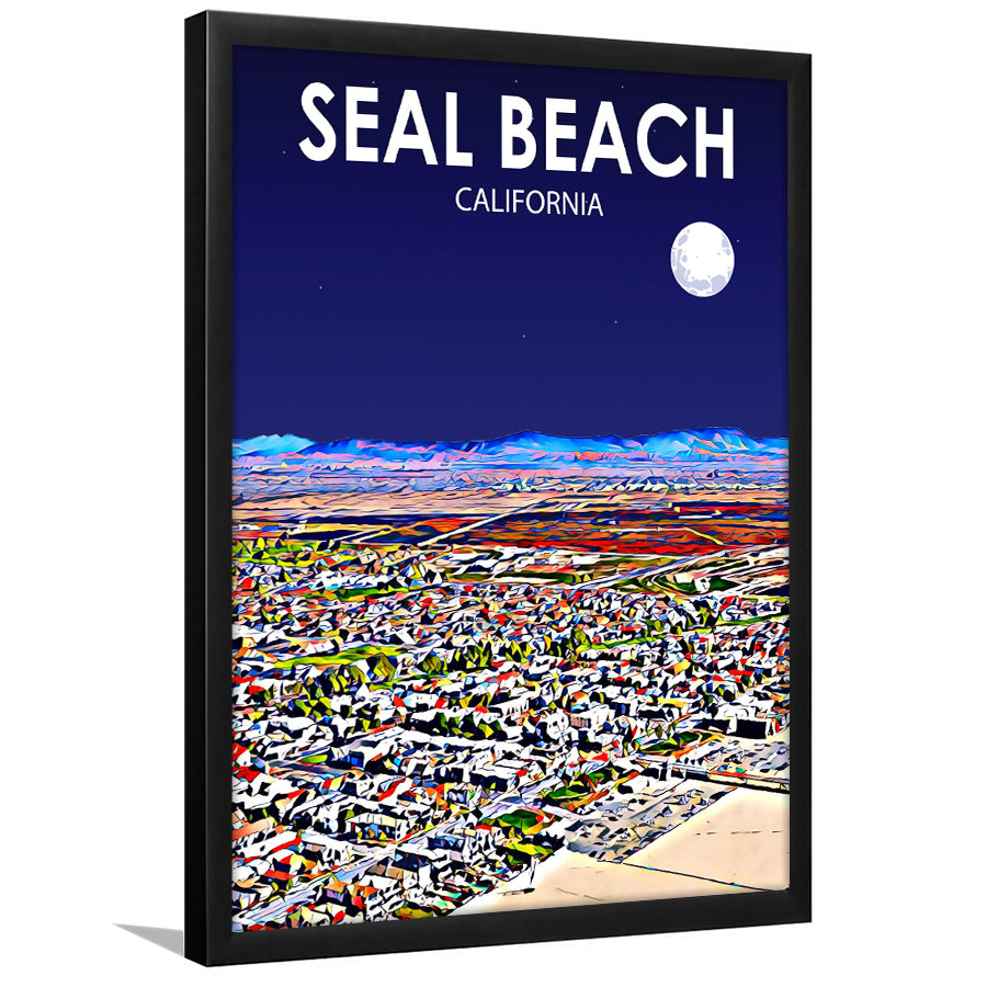 Seal Beach CA Art V1, City Art Print, Framed Art Print Wall Art Home Decor, Framed Picture