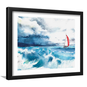 Seascape Sail Yacht Boat Waves Storm Weather  Framed Wall Art - Framed Prints, Art Prints, Home Decor, Painting Prints