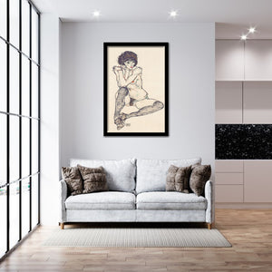Seated Nude By Egon Schiele-Art Print,Frame Art,Plexiglass Cover