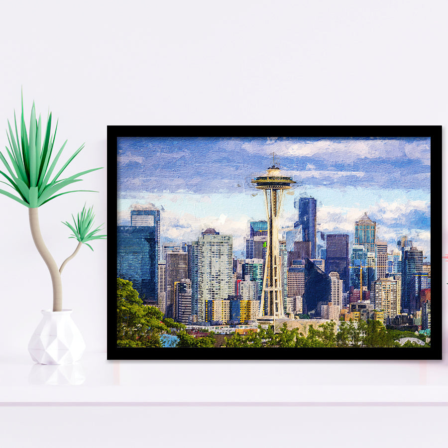 Seattle Downtown Framed Art Prints Wall Decor - Painting Prints, Framed Picture, Home Decor
