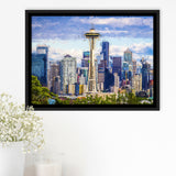 Seattle Downtown Framed Canvas Prints Wall Art Decor - Paiting Canvas, Art Prints, Floating Frame